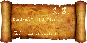 Kostyál Béla névjegykártya